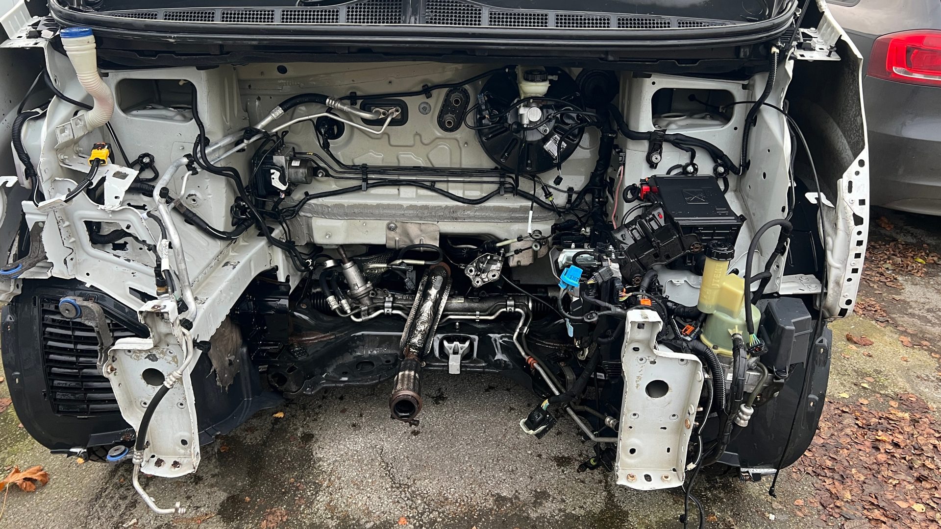 Engine bay stripped down for a full mechanical repair at DOT Garage, Stoke-on-Trent